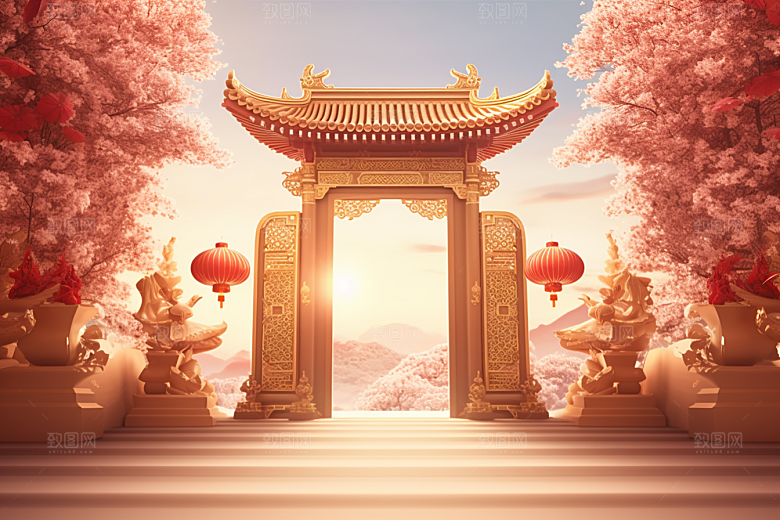 中式传统门楼热卖中国风背景图