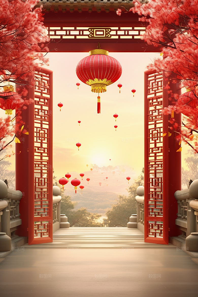 中式传统门楼火热热卖背景图