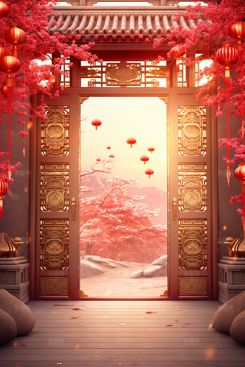 中式传统门楼热卖火热背景图