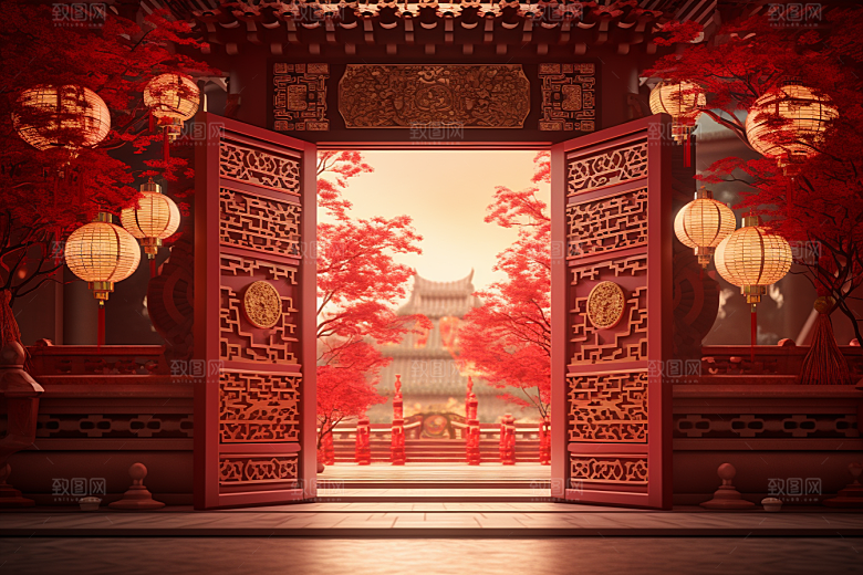 中式传统门楼中国风热卖背景图