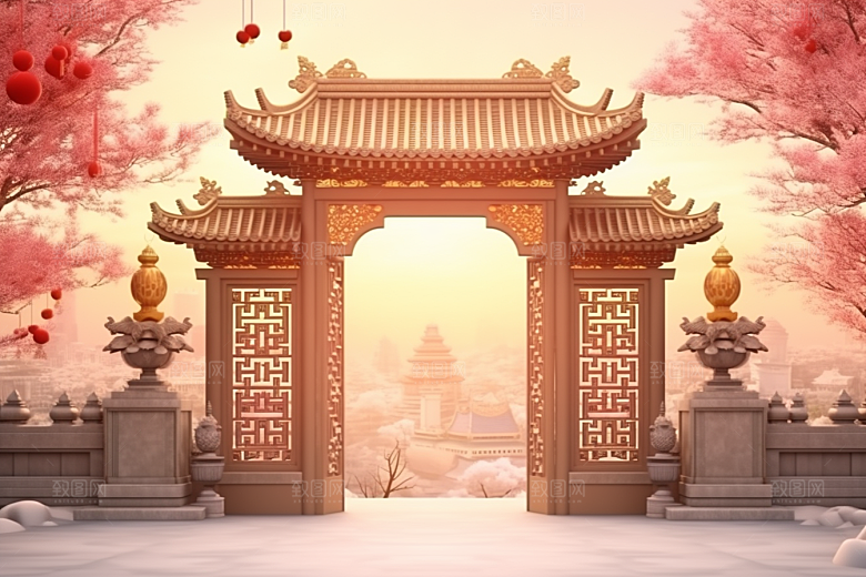 中式传统门楼热卖中国风背景图