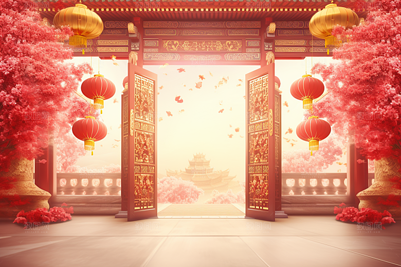 中式传统门楼火热热卖背景图