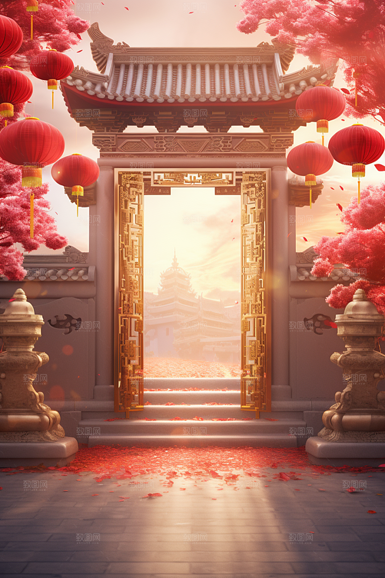 中式传统门楼火热热卖背景图