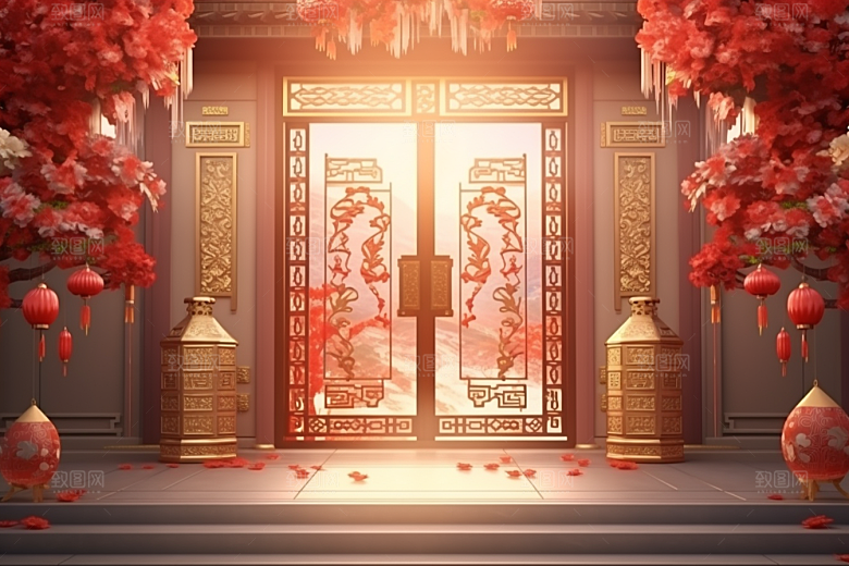中式传统门楼火热热卖背景图