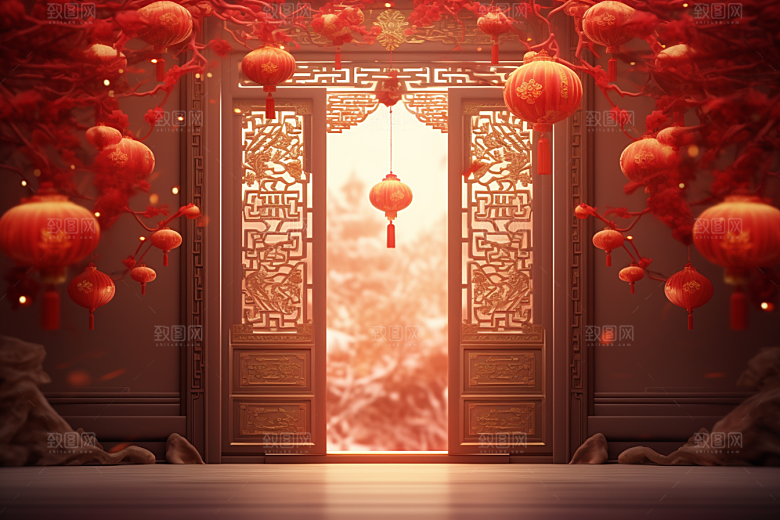 中式传统门楼热卖火热背景图