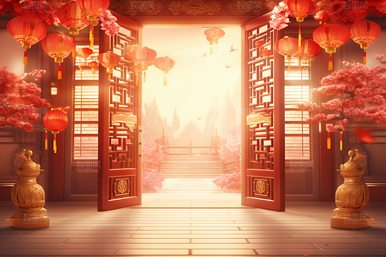 中式传统门楼热卖火热背景图