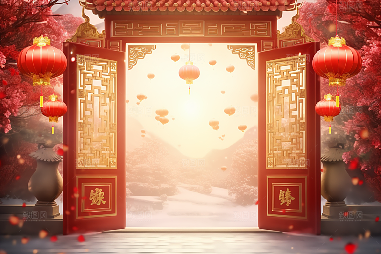 中式传统门楼火热热卖背景图