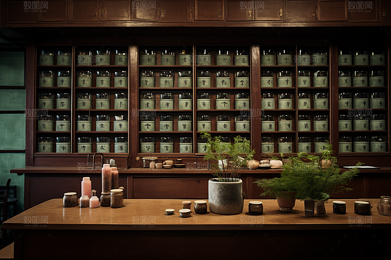 中药房医疗抓药摄影图