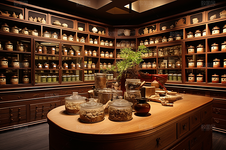 中药房抓药医药摄影图