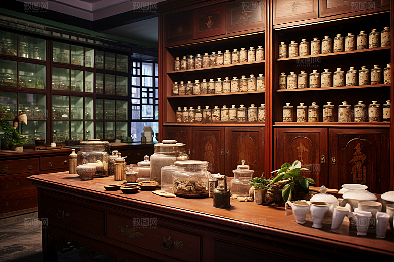 中药房医药抓药摄影图