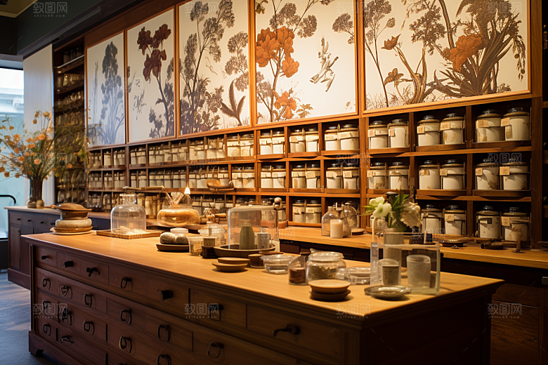 中药房医药店铺摄影图