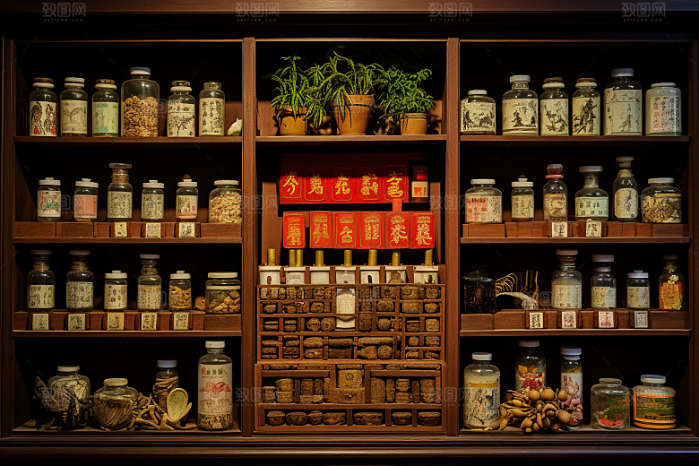 中药房抓药健康摄影图