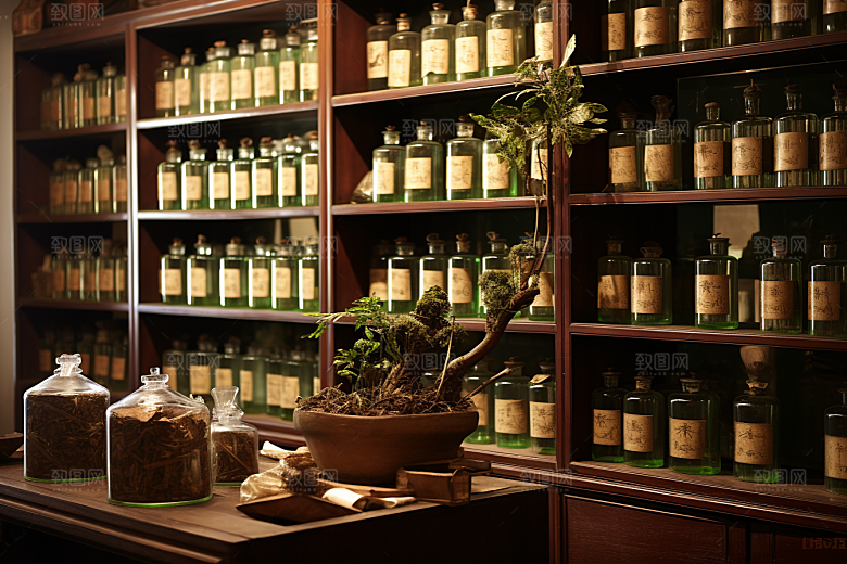 中药房医药药柜摄影图