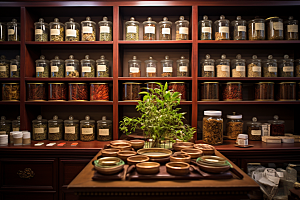 中药房医药抓药摄影图