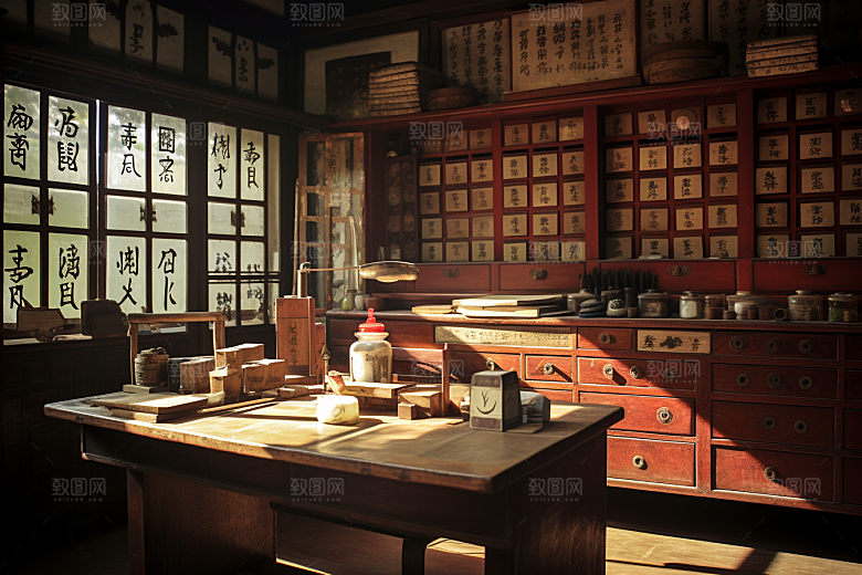 中药房医药店铺摄影图