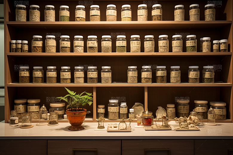 中药房医药抓药摄影图
