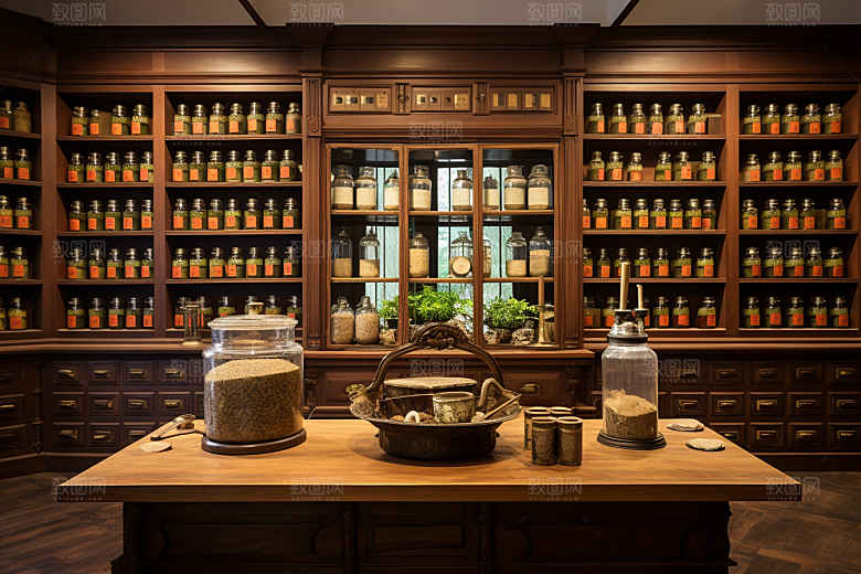 中药房店铺环境摄影图
