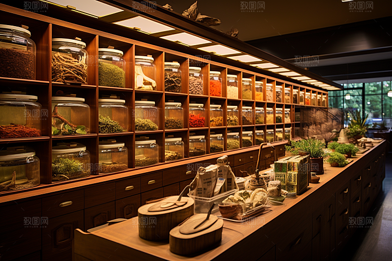中药房室内店铺摄影图