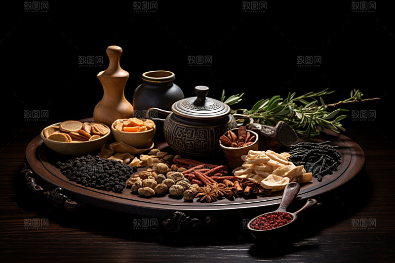 中药高清抓药摄影图