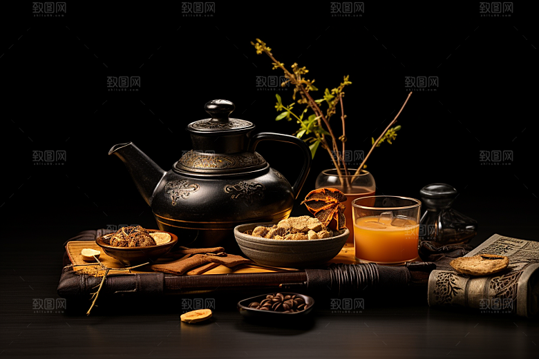 中药抓药药材摄影图