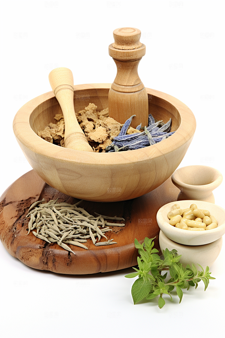 中药抓药草药摄影图