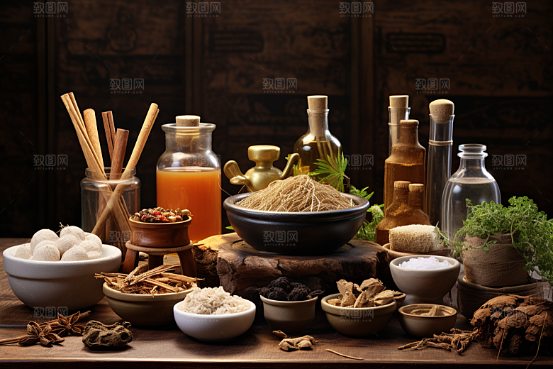 中药抓药药方摄影图