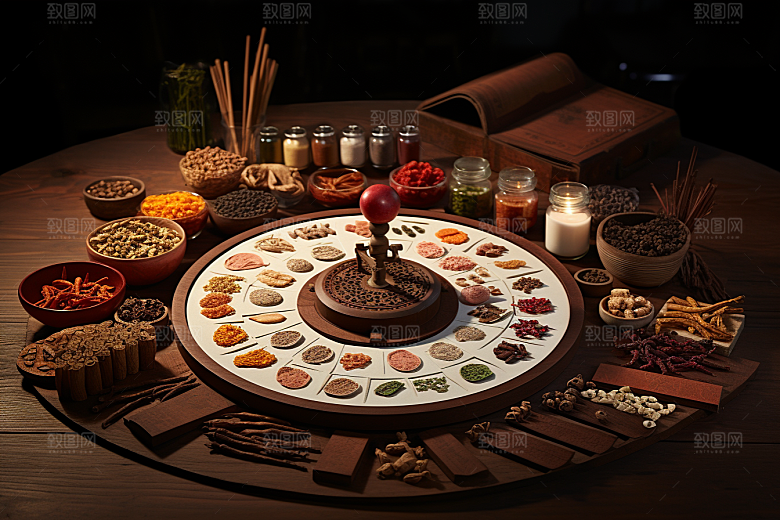 中药中草药抓药摄影图