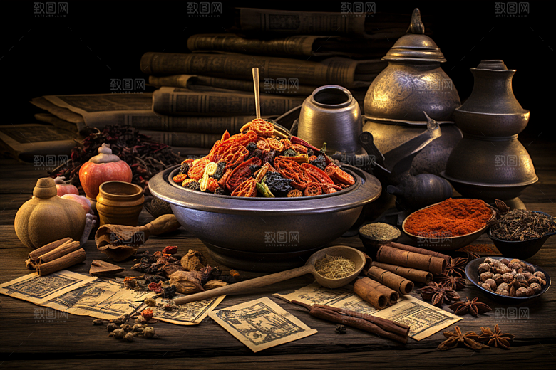 中药草药抓药摄影图
