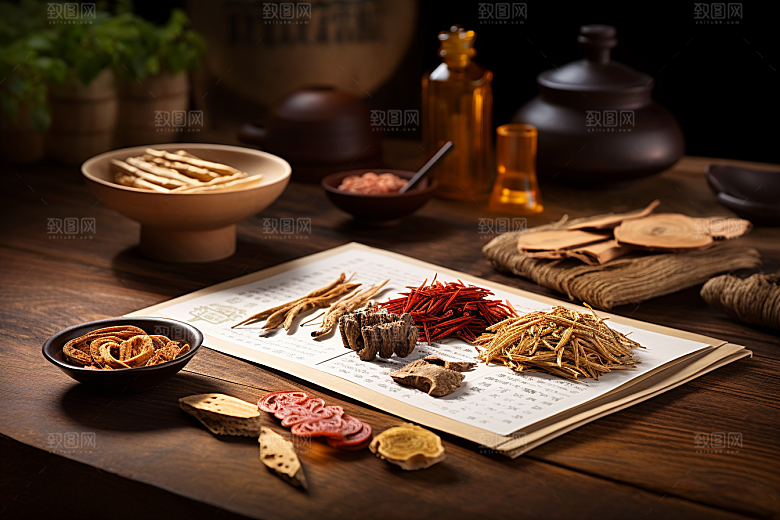 中药健康药方摄影图