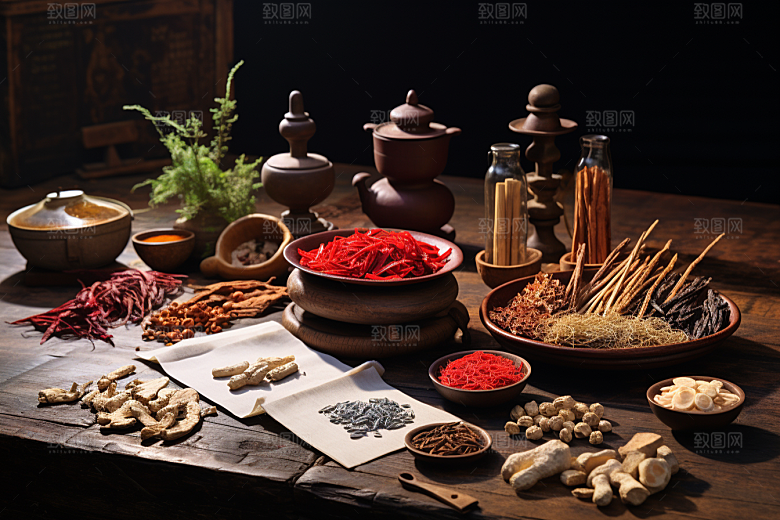 中药药方草药摄影图