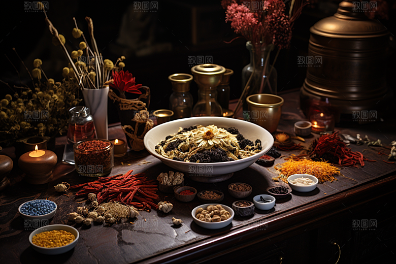中药抓药药方摄影图