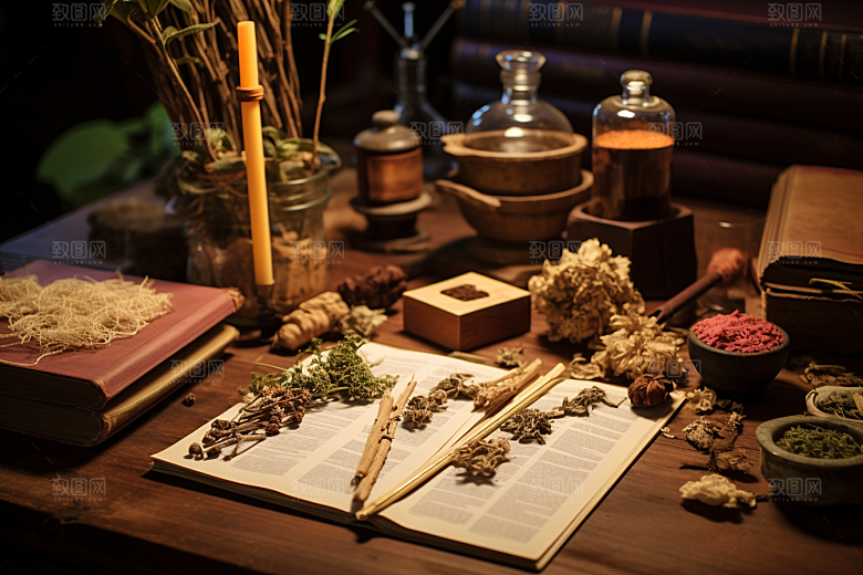 中药药方医疗摄影图