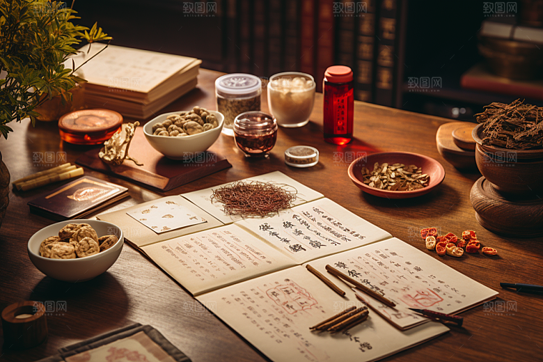中药抓药医疗摄影图