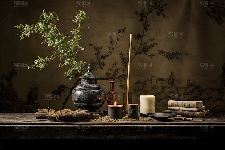 中药高清抓药摄影图