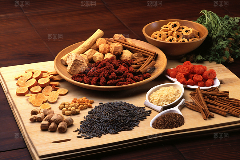 中药中医抓药摄影图