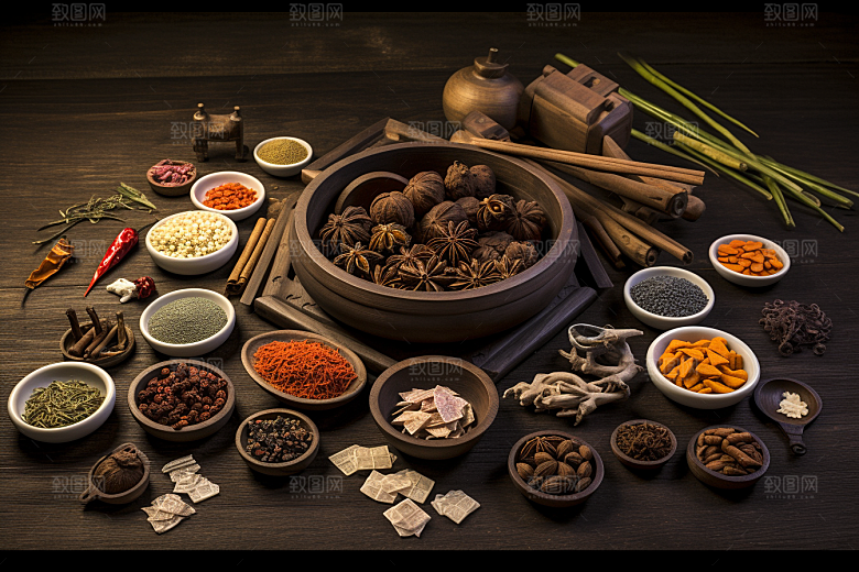 中药草药抓药摄影图