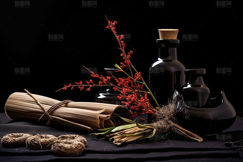 中药药方草药摄影图