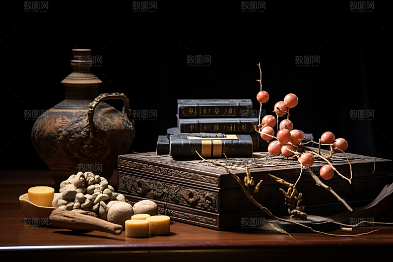 中药药方中草药摄影图