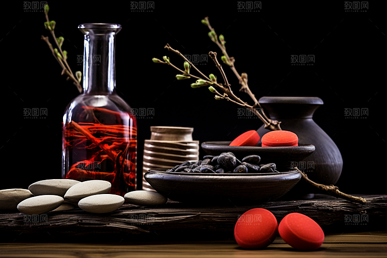 中药健康药方摄影图