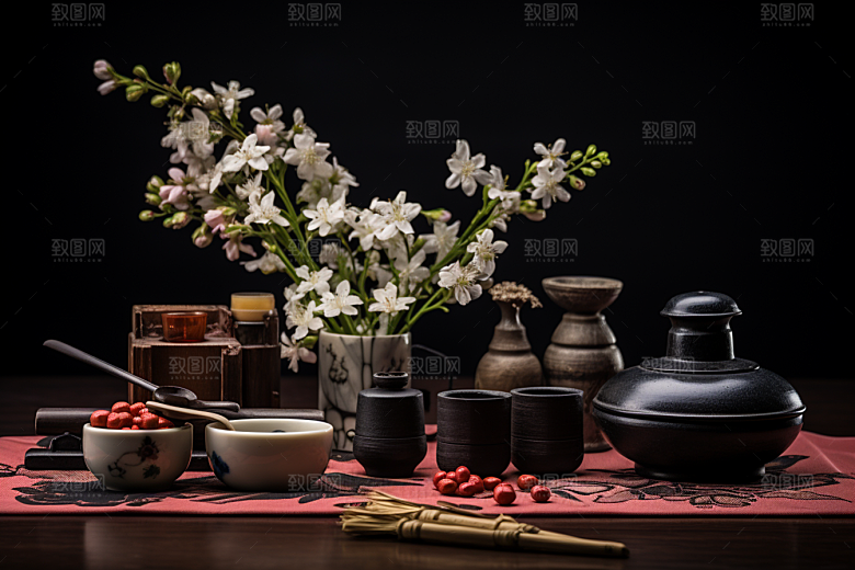 中药抓药医疗摄影图