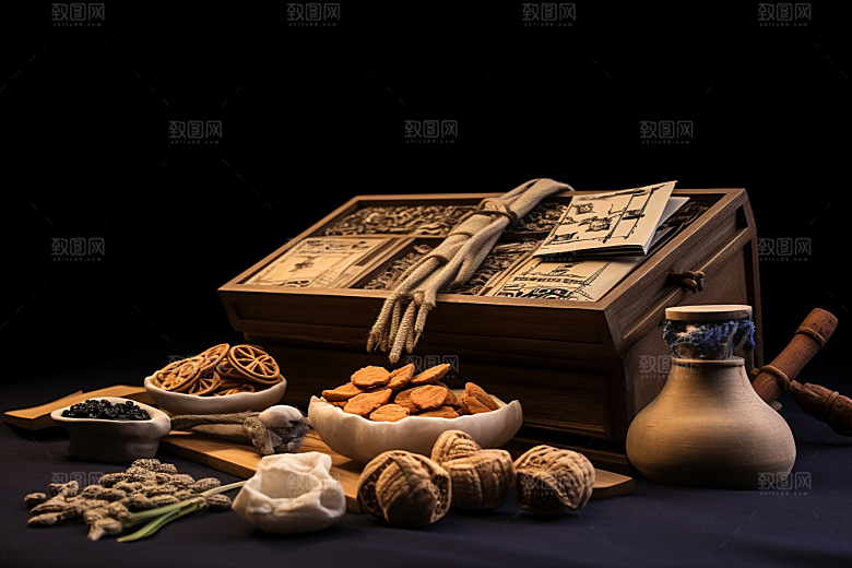 中药抓药药方摄影图