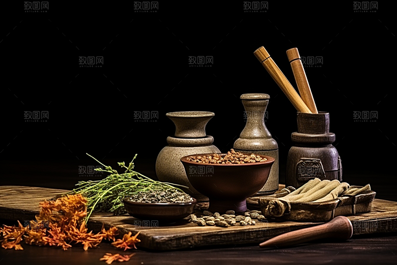 中药抓药健康摄影图