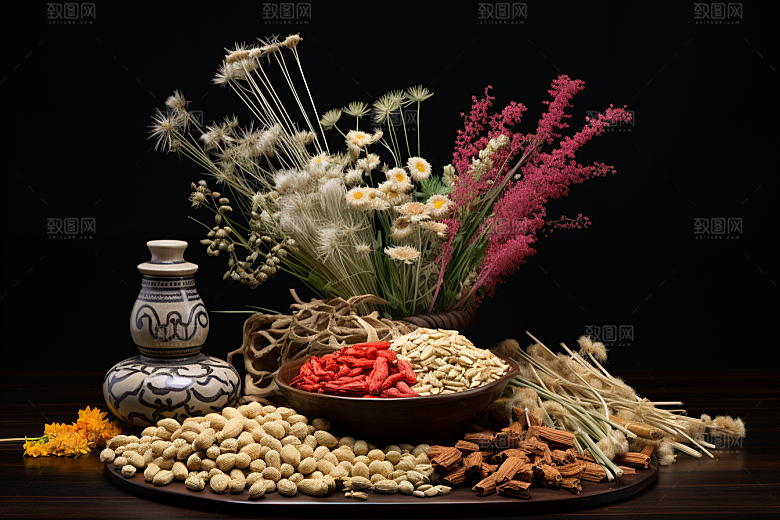 中药健康药方摄影图