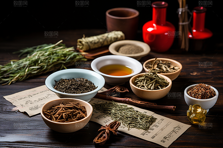 中药抓药药方摄影图