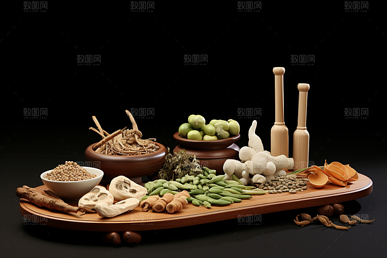 中药药方中草药摄影图