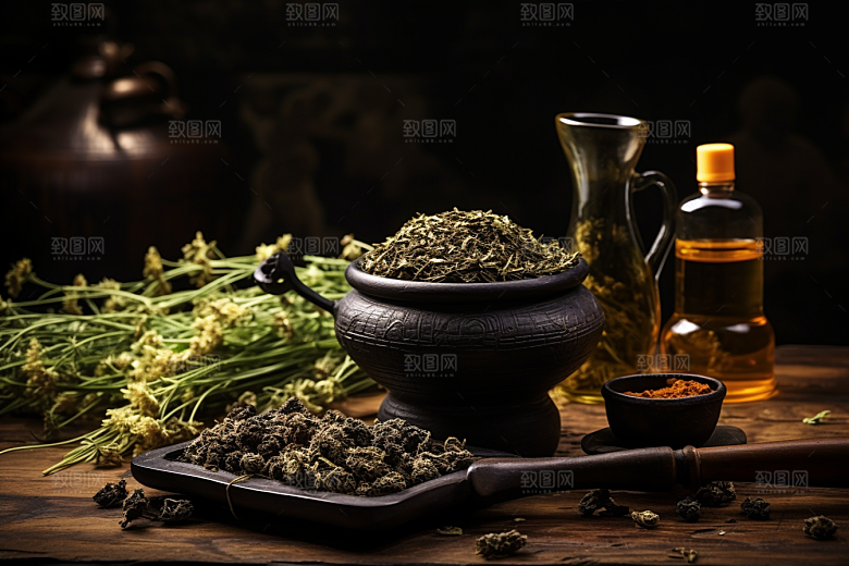 中药草药健康摄影图