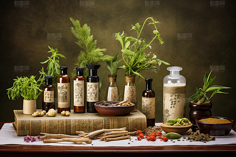 中药药方草药摄影图