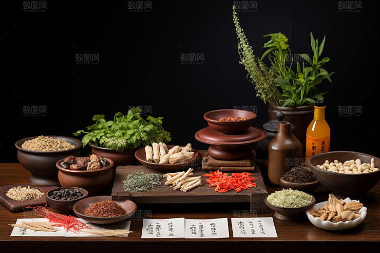 中药健康药方摄影图