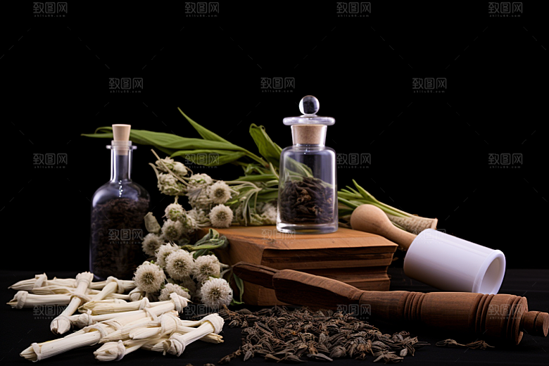 中药药方草药摄影图