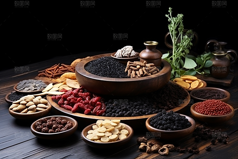 中药草药抓药摄影图